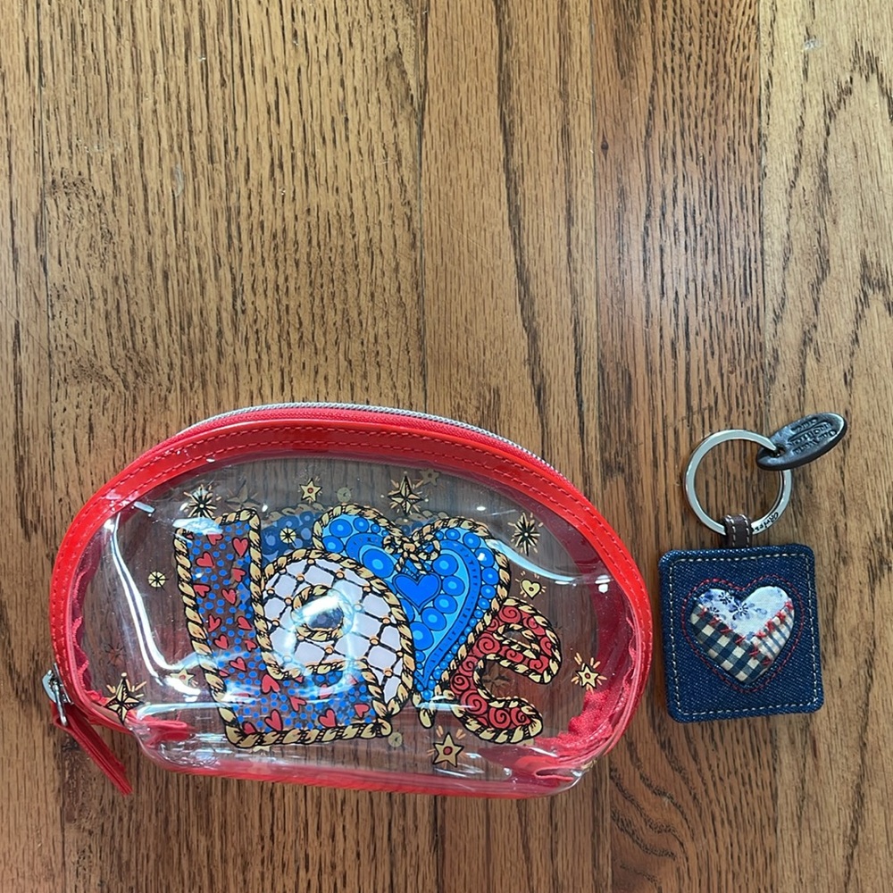 Brighton clear zipper bag and keychain EUC